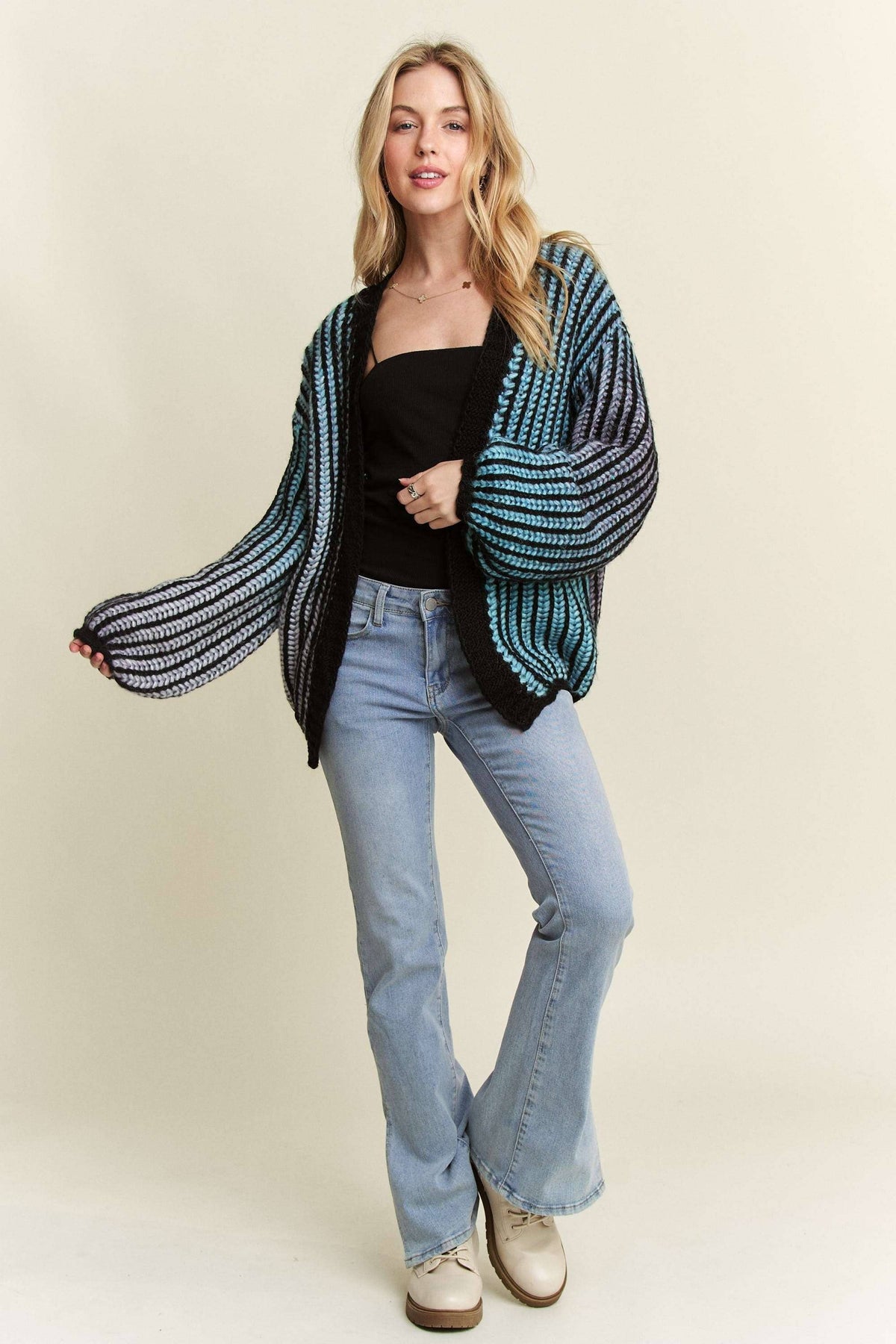 MULTI COLOR OMBRE SWEATER CARDIGAN- CESW3599