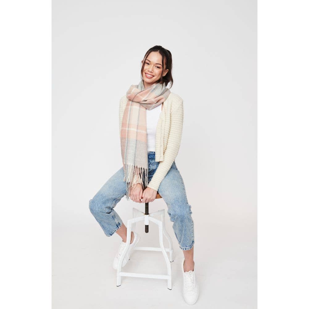 Plaid Pattern Fringe Scarf Scarves