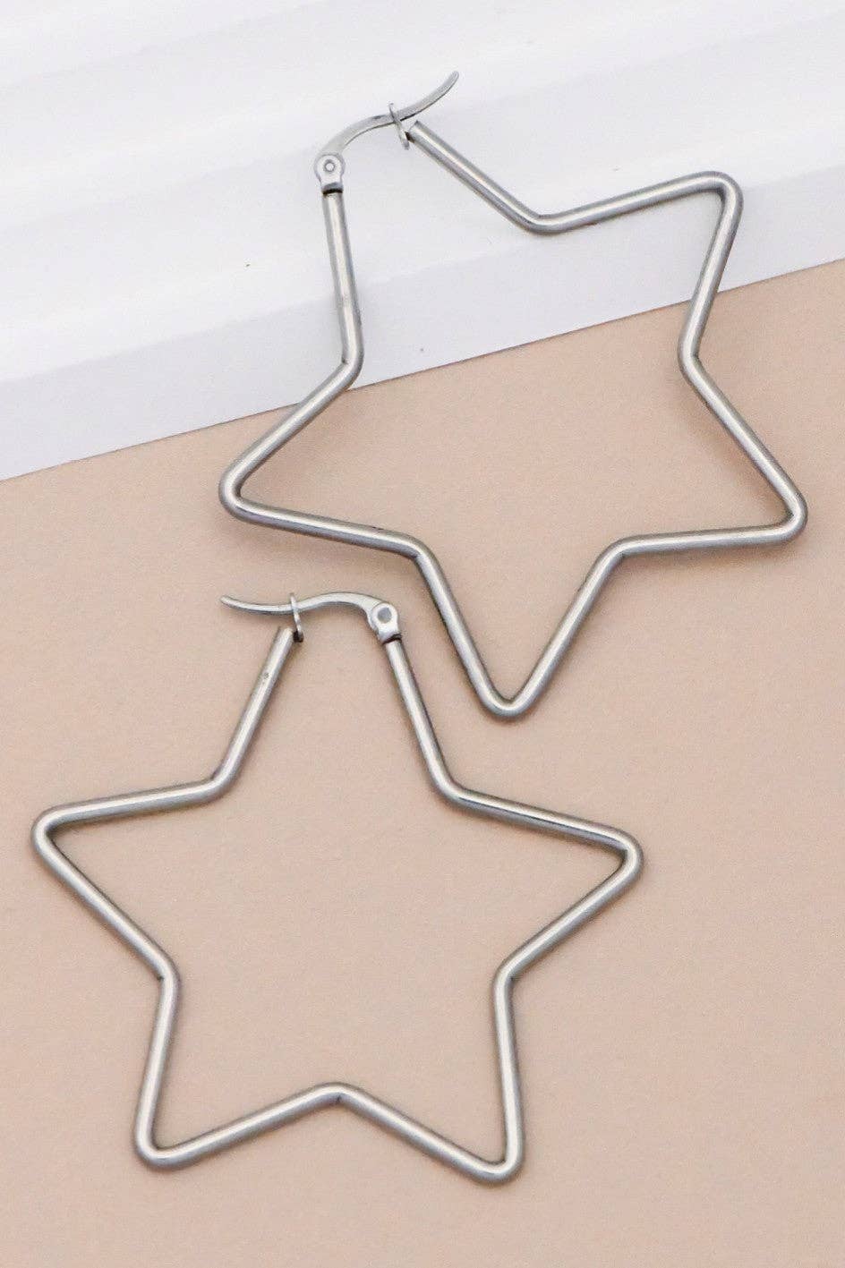 Tarnish-Resistant Waterproof Stainless Steel Hoop Earrings - 7144: S0OX3T7144 Silver