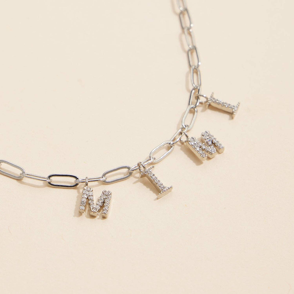 Sparkling "MIMI" Cubic Zirconia 18K Gold Charm Necklace