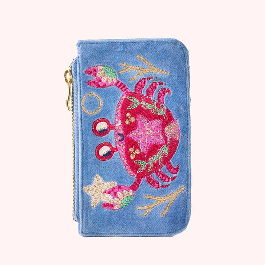 Velvet Card Holder - Seafaring Crab - Cornflower: Blue