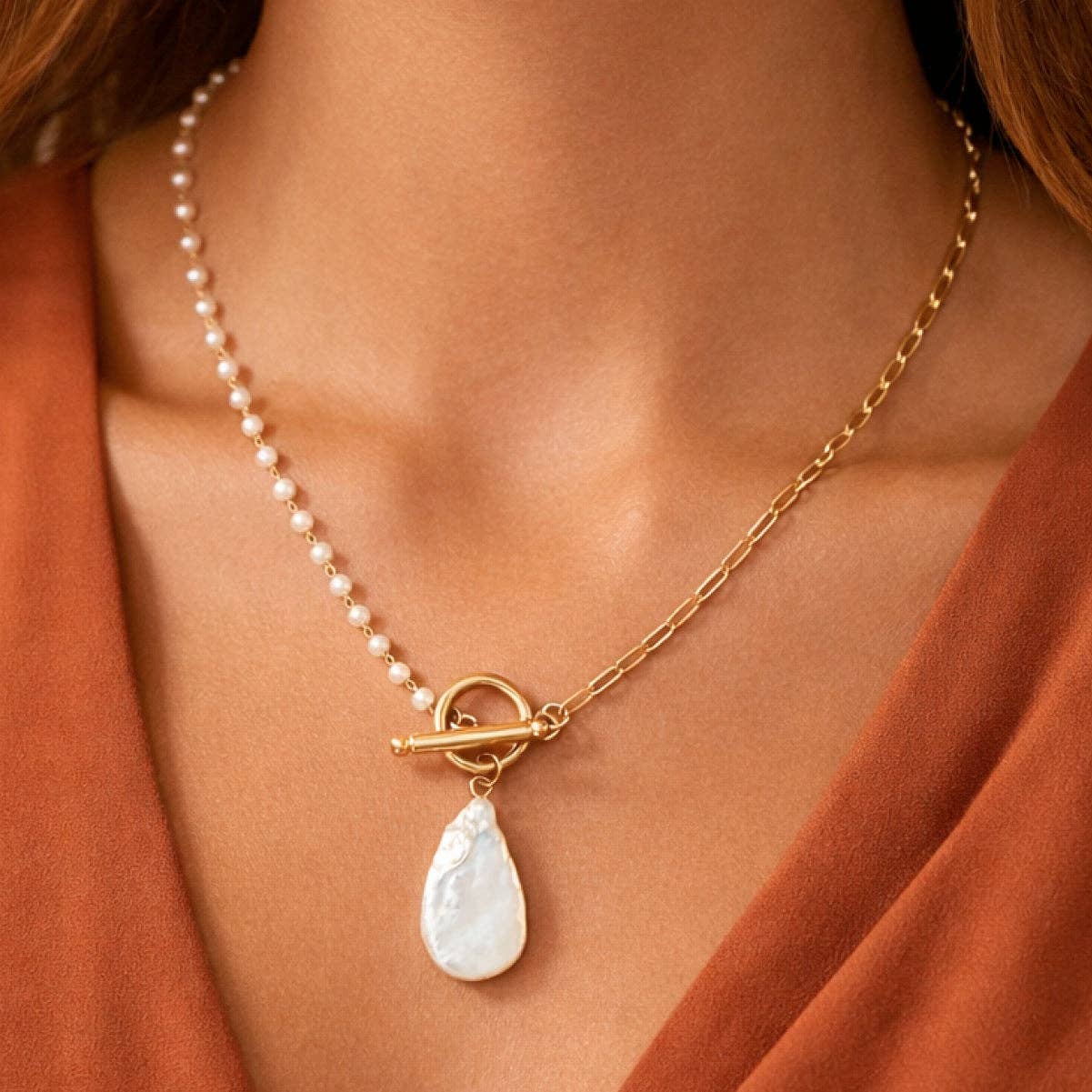 18K Gold Plated Waterproof Stainless Steel Chain Necklace - 7524: S0OX3T7524