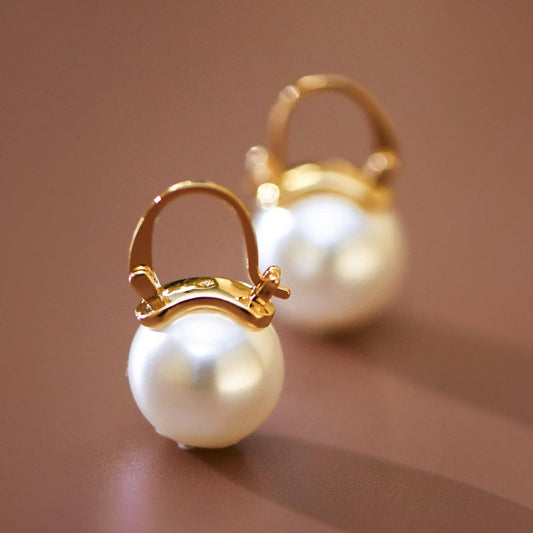 18K Gold PVD Plated Stainless Steel Pearl Drop Earrings - 8036: S0OX3T8036