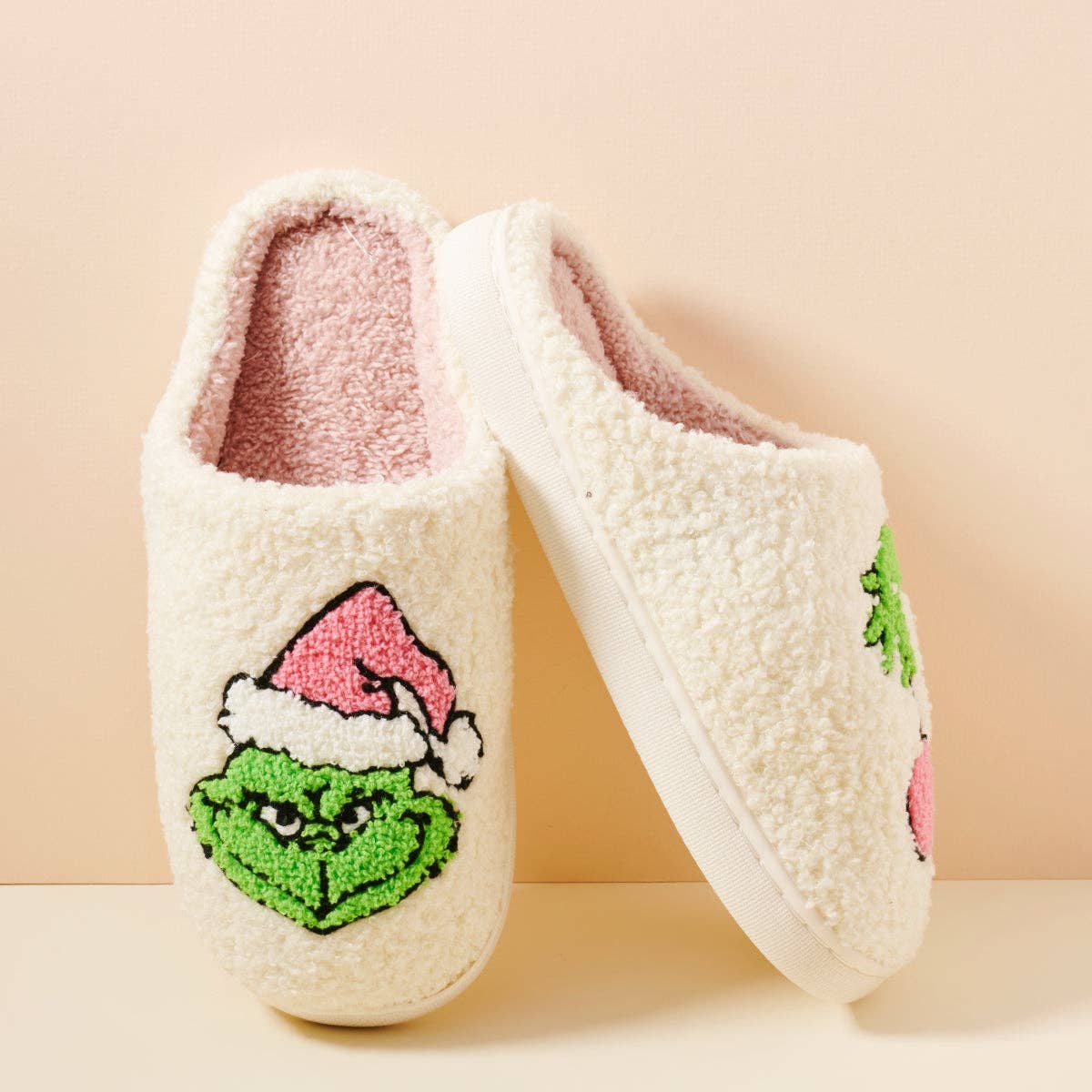 Sherpa Green Monster Christmas Slippers | Holiday Home Slippers