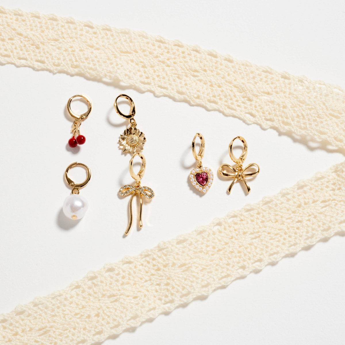 Lace Sneaker Shoelaces with Charm Set | Coquette Shoe Laces