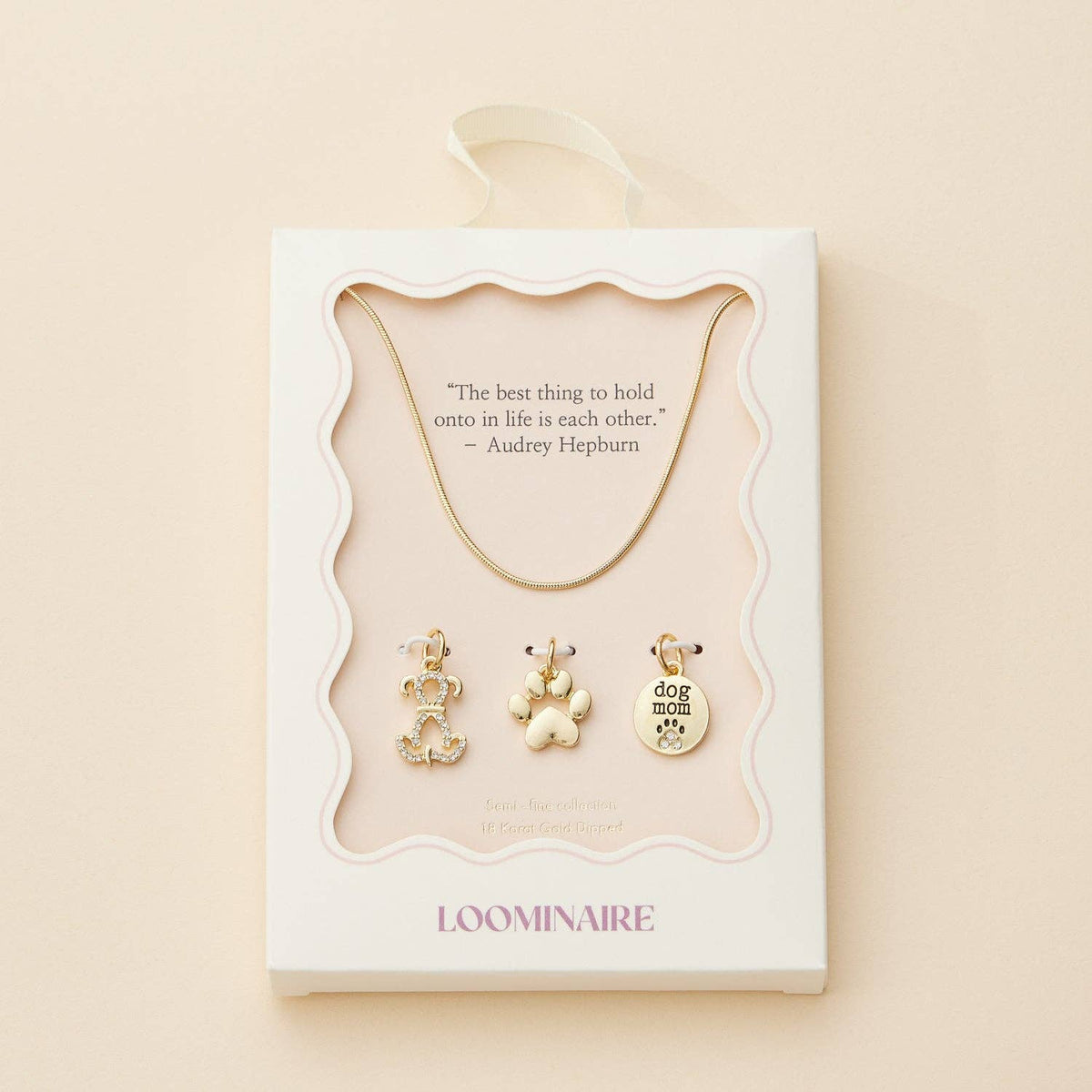 Dog Mom Charm Necklace Gift Box | 18K Gold Dipped Jewelry
