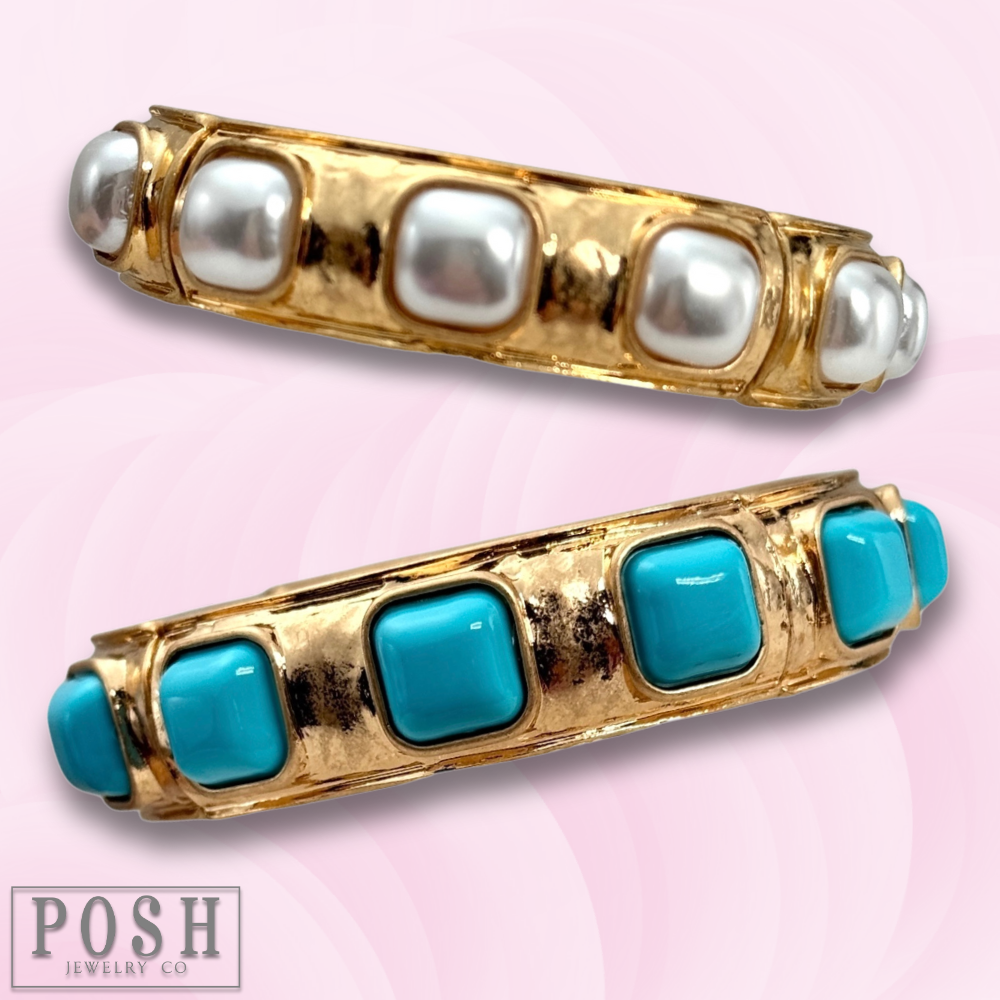 Bangle bracelet with square beads