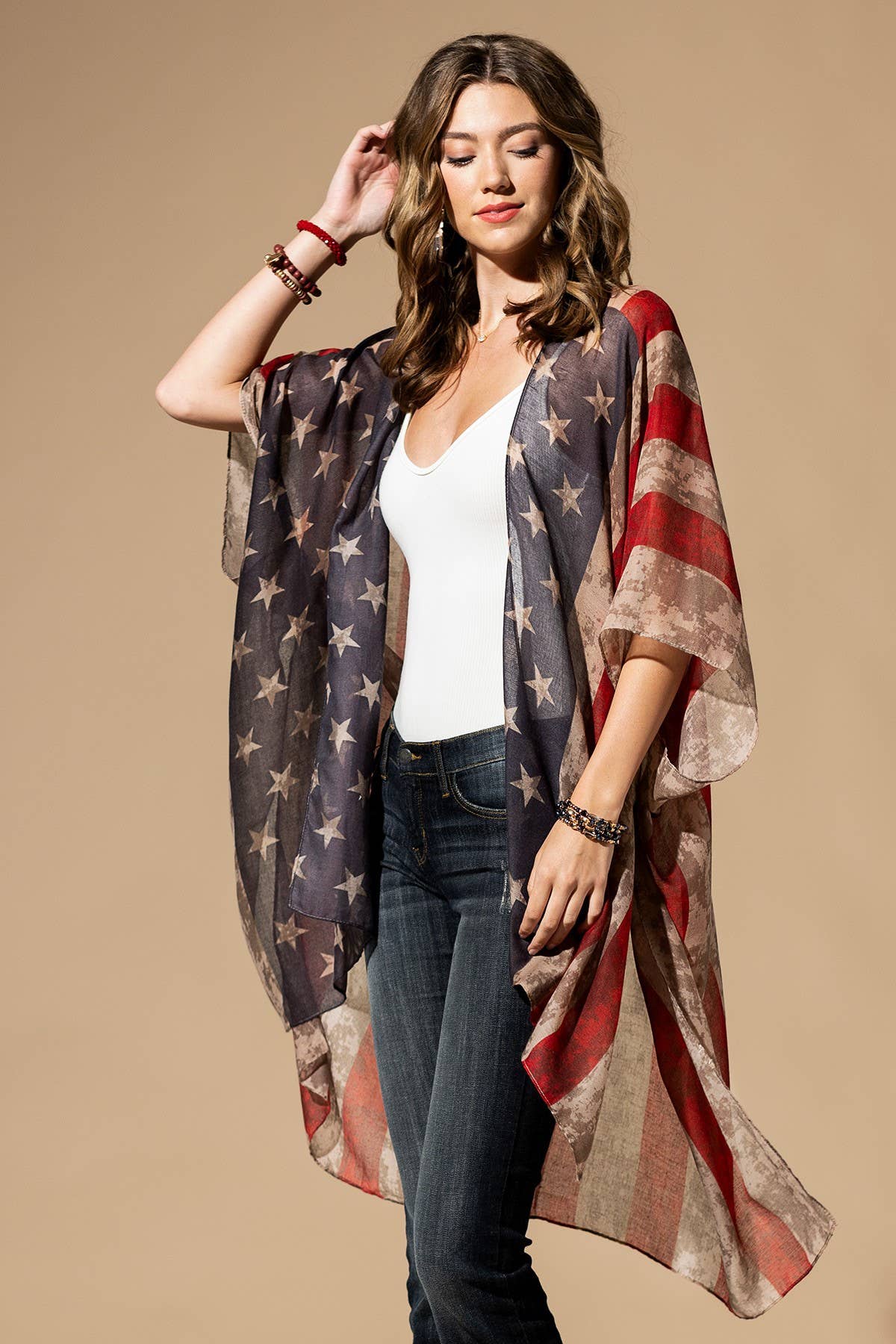 Vintage Stars & Stripes Kimono: NAVY / 2 / One Size