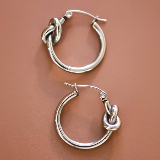 Tarnish-Resistant Waterproof Stainless Steel Hoop Earrings - 7075: S0OX3T7075 Silver