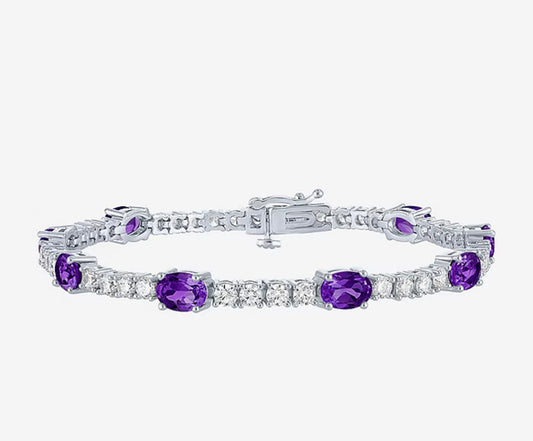 Amethyst and white topaz tennis Bracelet