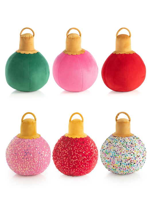 ASST/6 MERRY BAUBLE SMALL PILLOWS, MULTI