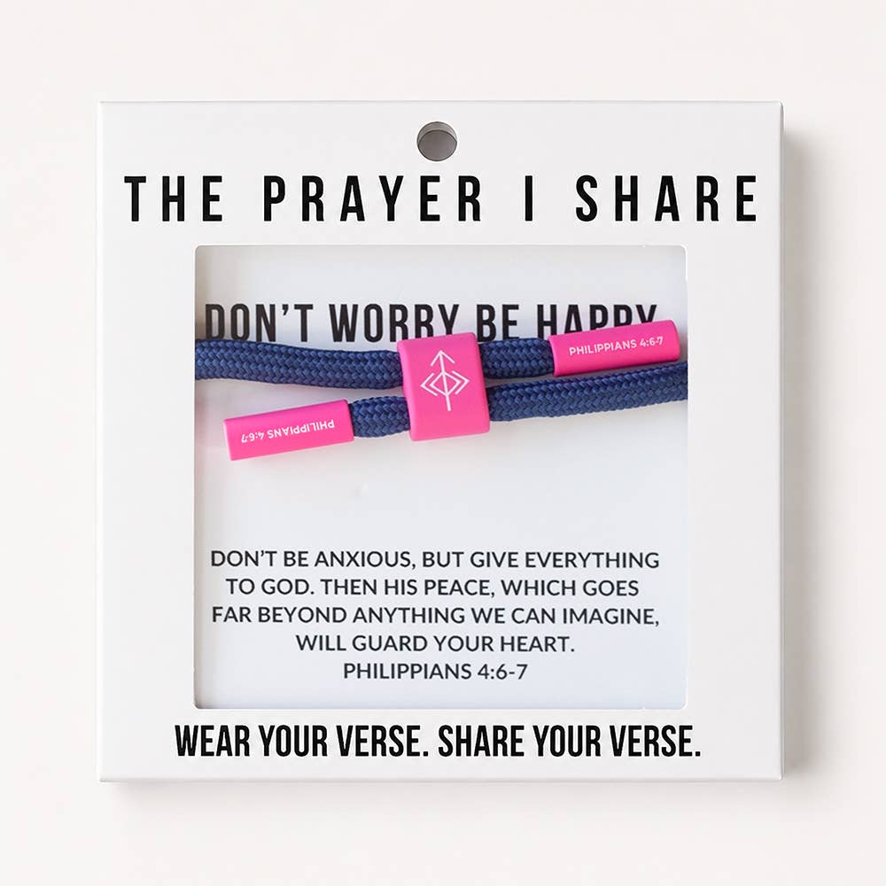 DON'T WORRY BE HAPPY Christian Cord Bracelet, Bible Verse