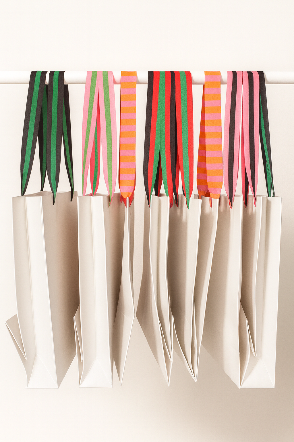 Funny Gift Bag Happy Birthday | pink + orange preppy stripe