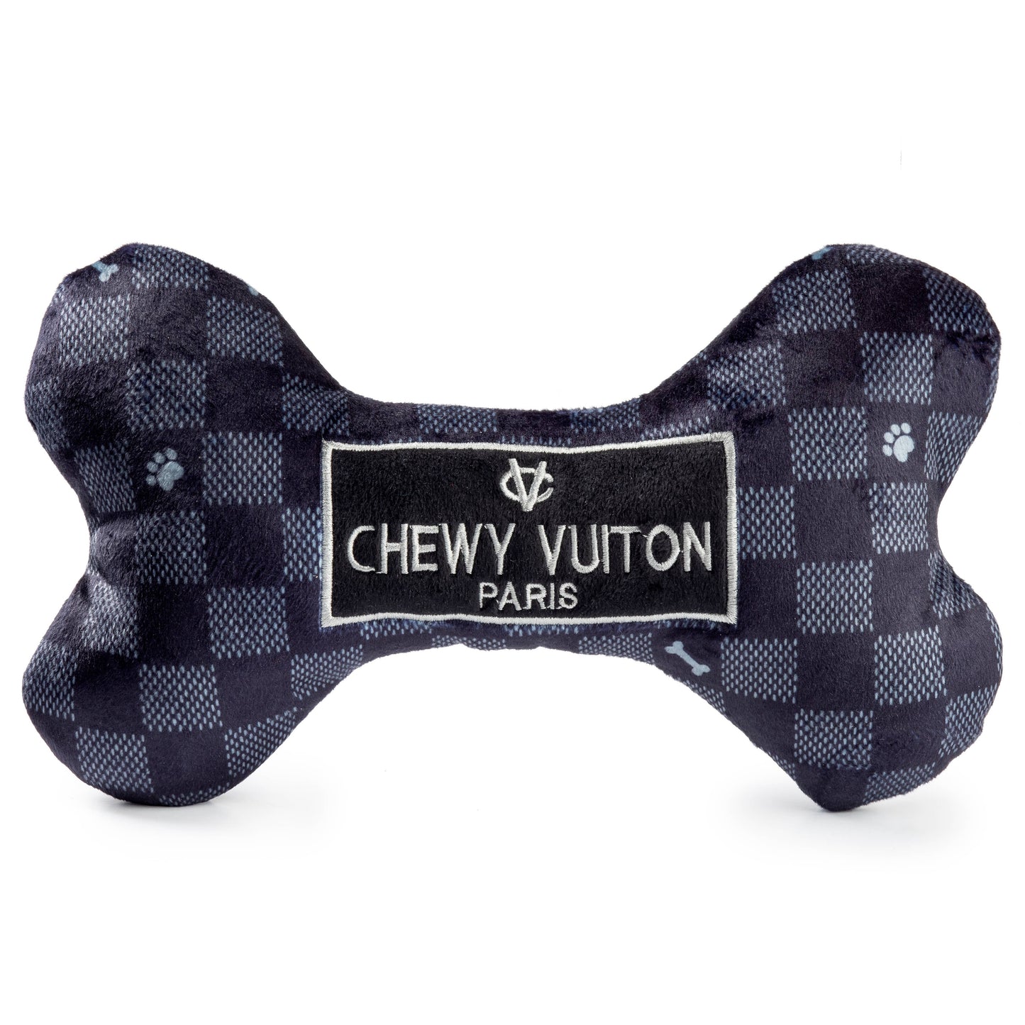 Black Checker Chewy Vuiton Bone  | Squeaker Dog Toy