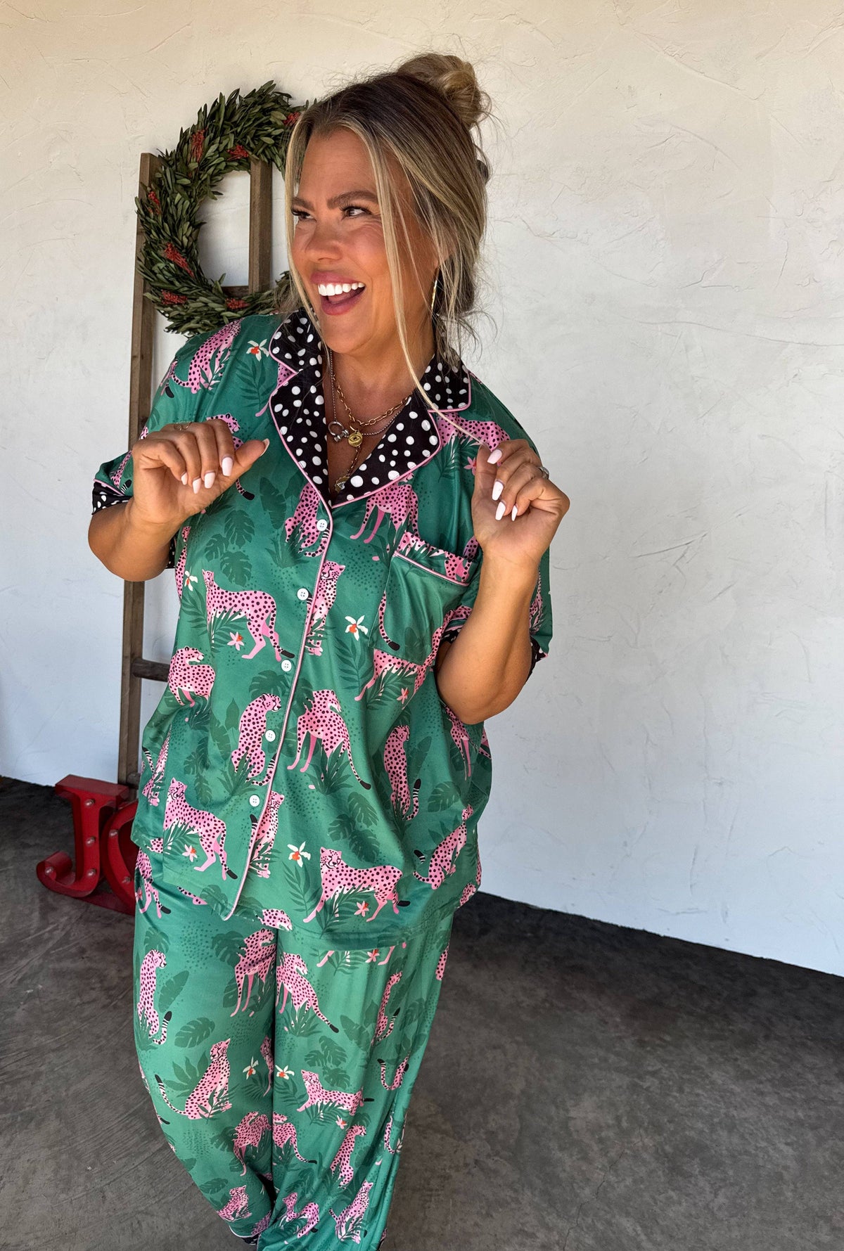 2ND CUT- PINK LEOPARD LUXE PJ SET