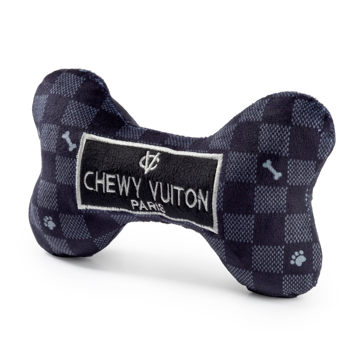 Black Checker Chewy Vuiton Bone  | Squeaker Dog Toy