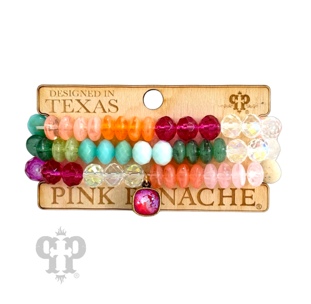 Multi-color chunky bead bracelet set, Austrian crystal - LC