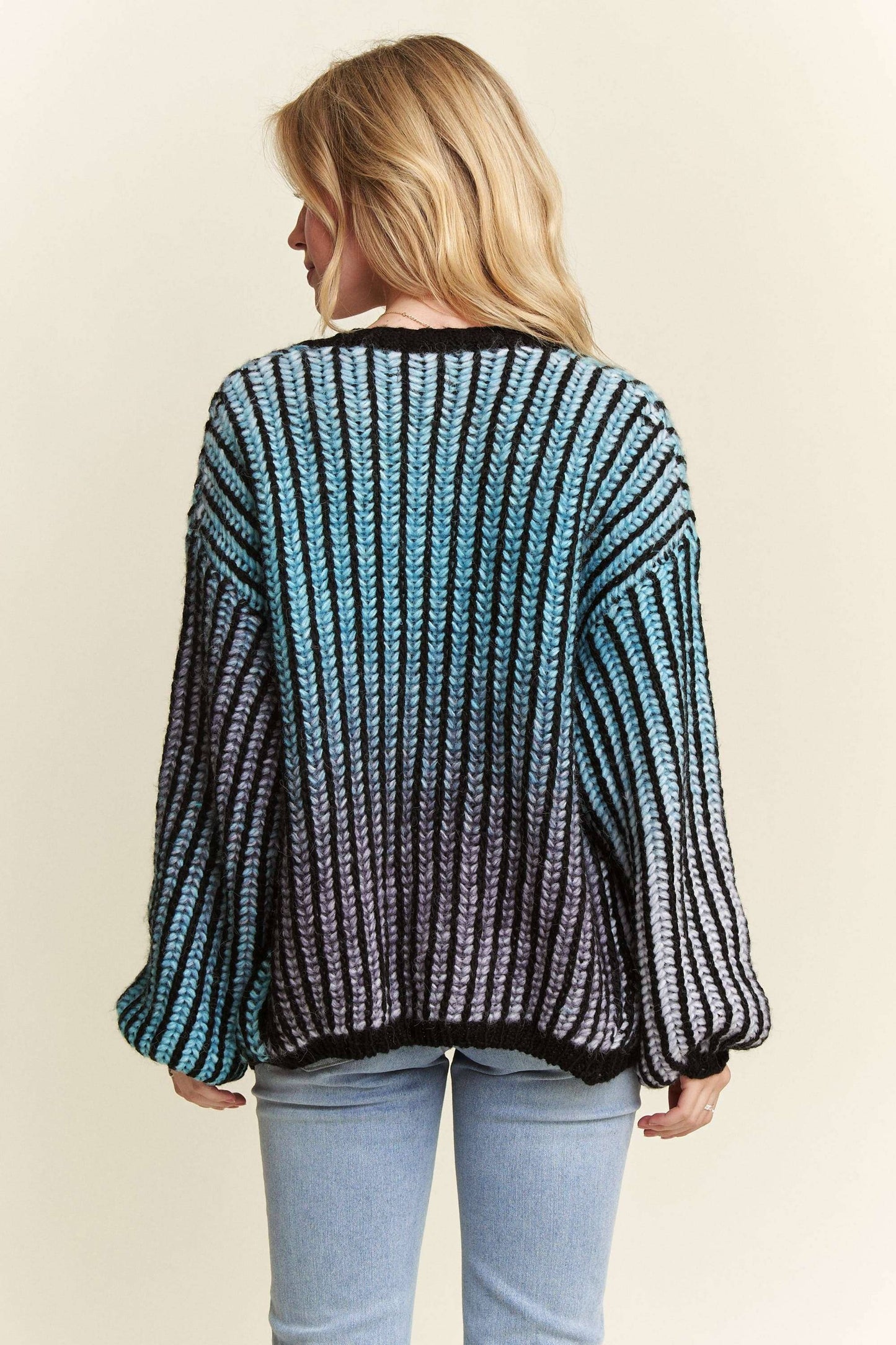 MULTI COLOR OMBRE SWEATER CARDIGAN- CESW3599