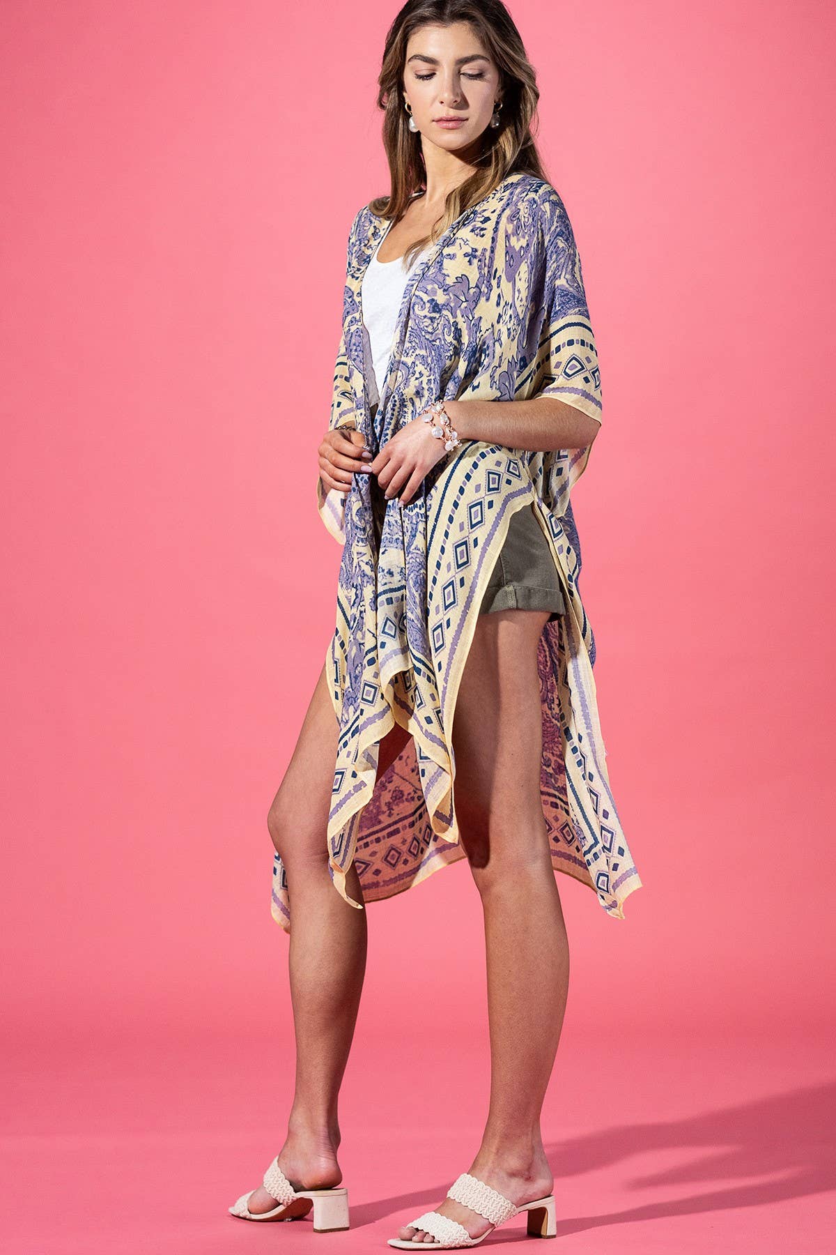 Lavender Loom Viscose Kimono: Lavender Paisley