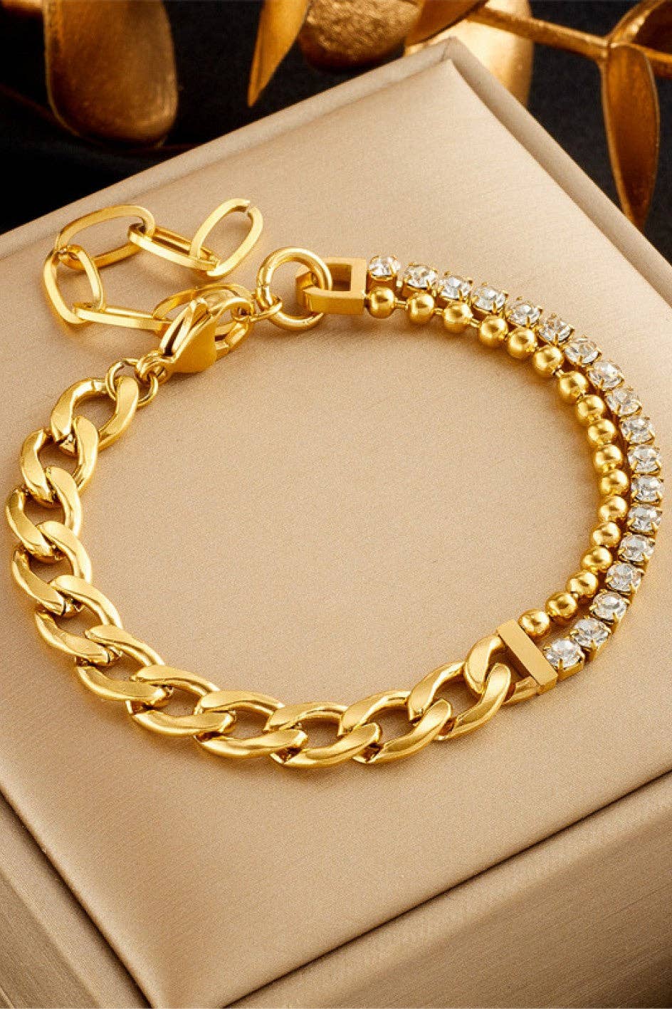 18K Gold Plated Waterproof Stainless Steel Chain Bracelet - 6875: S0OX3T6875