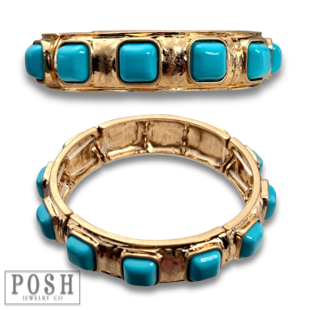 Bangle bracelet with square beads