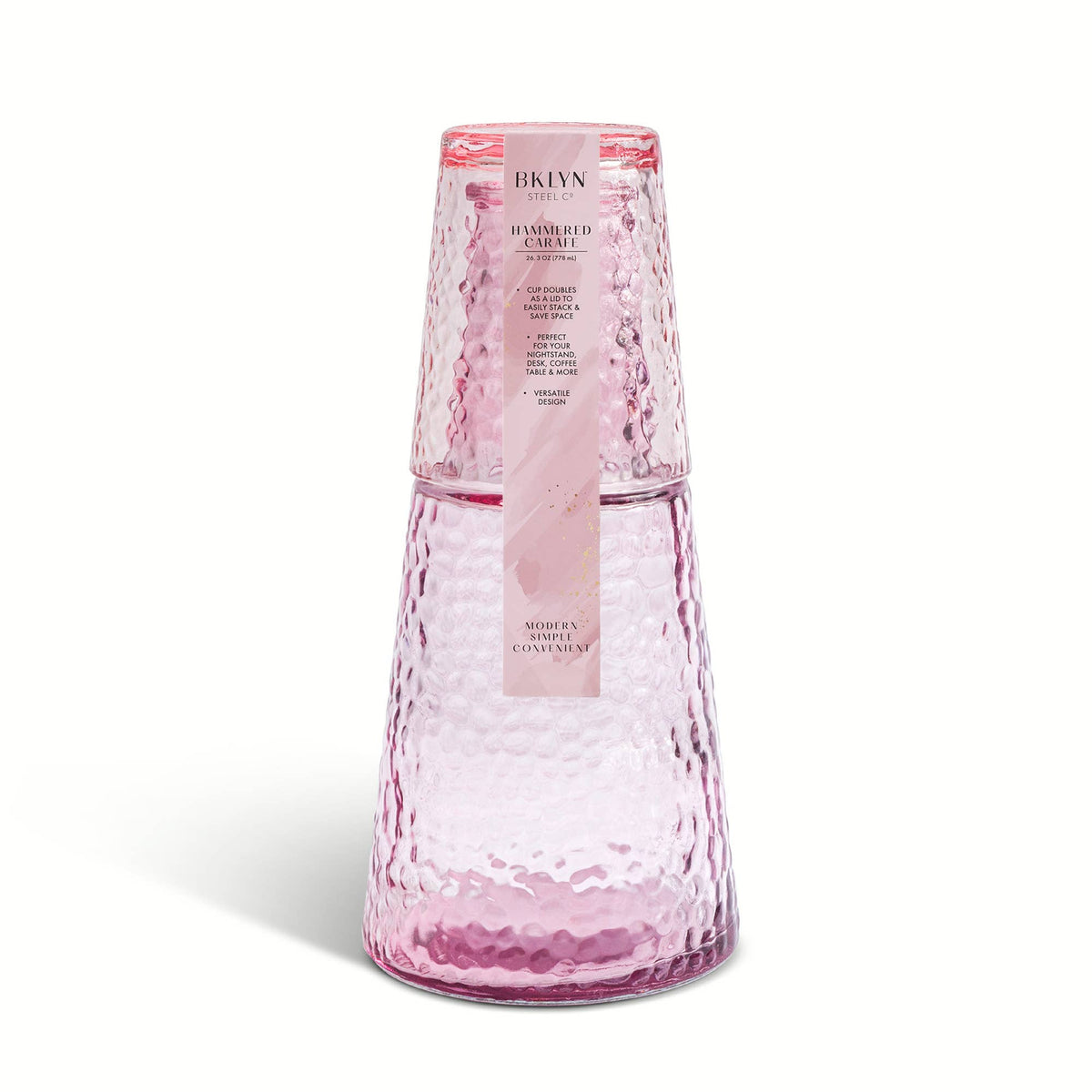 26.3oz Hammered Carafe - Rose Whisper