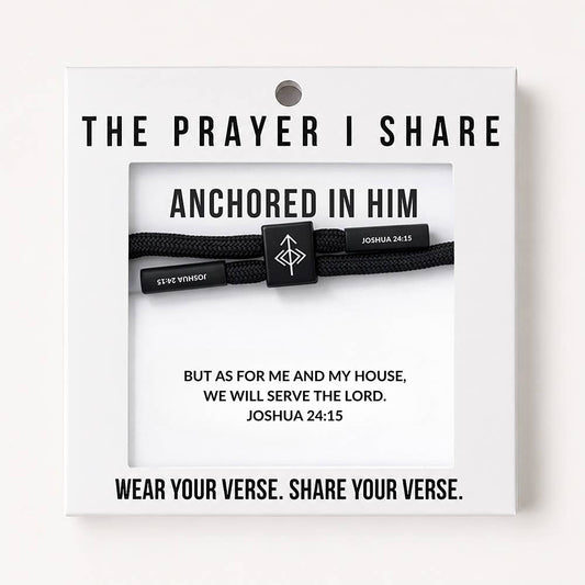 ANCHORED IN HIM Christian Cord Bracelet, Bible Verse Gifts