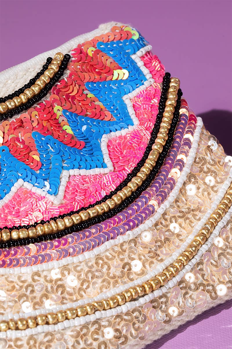 Handmade Crystal Lotus Ethnic Pattern Pouch