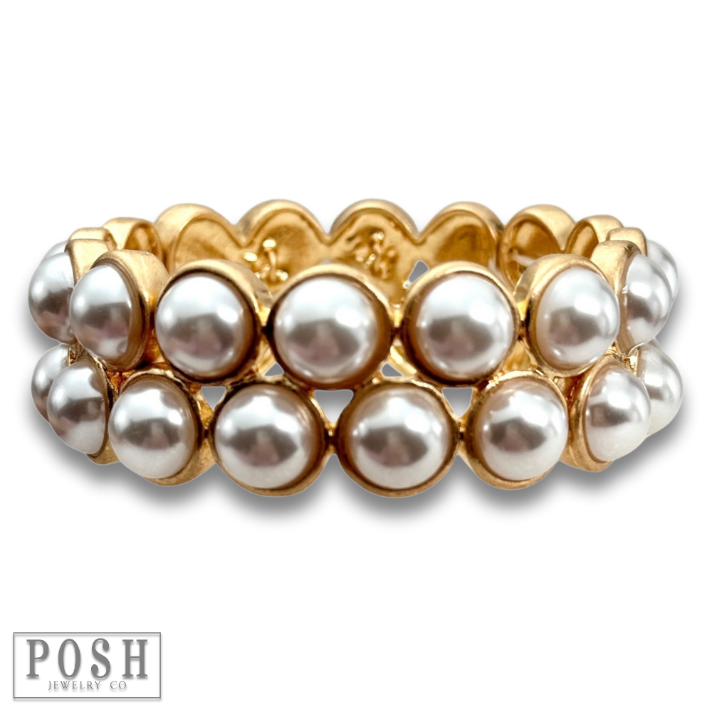 Double row bead bangle bracelet