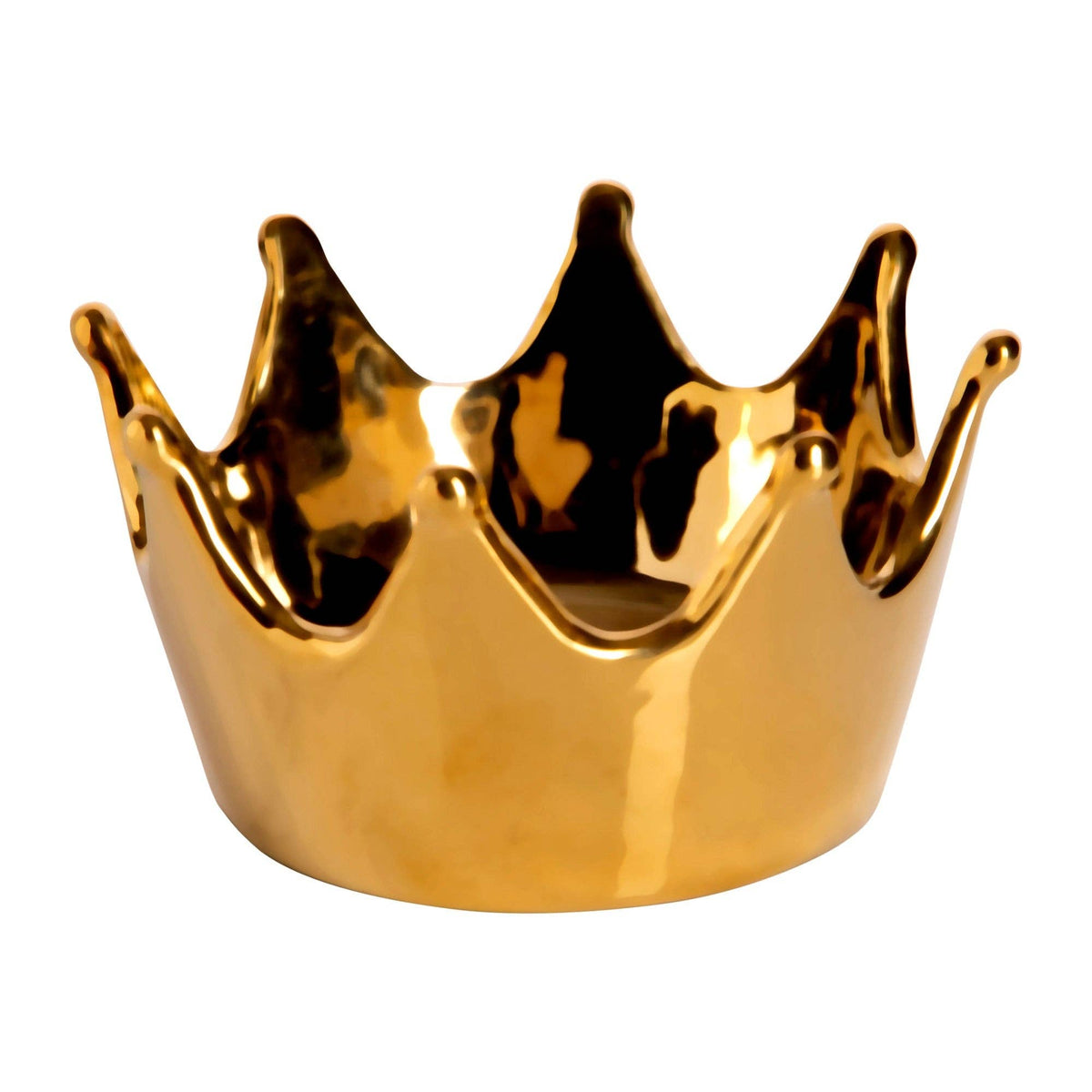 4.5in Round Gold Crown Trinket Tray