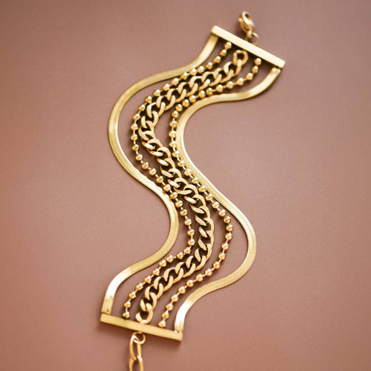 18K Gold Plated Waterproof Stainless Steel Chain Bracelet - 7073: S0OX3T7073