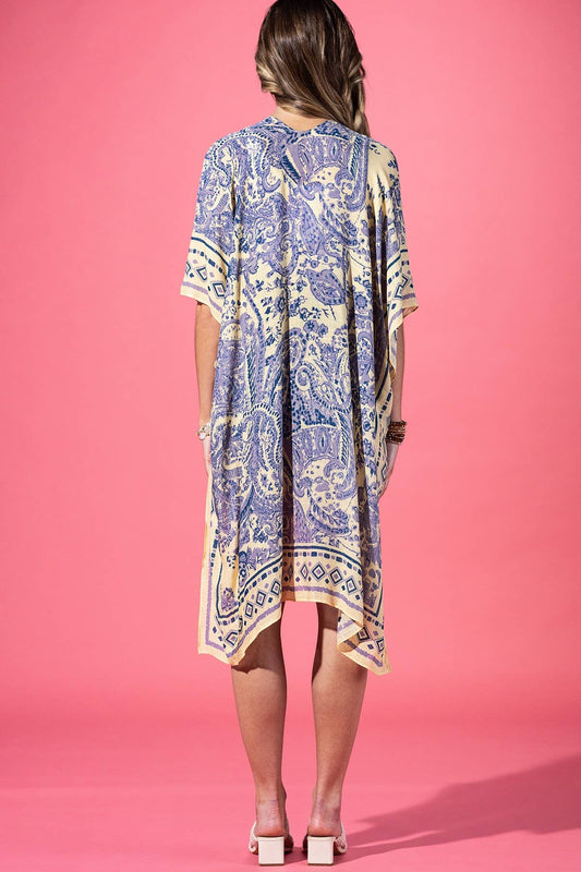 Lavender Loom Viscose Kimono: Lavender Paisley