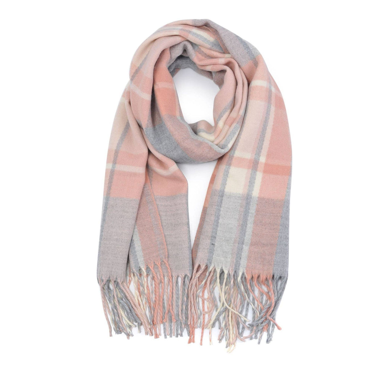 Plaid Pattern Fringe Scarf Scarves