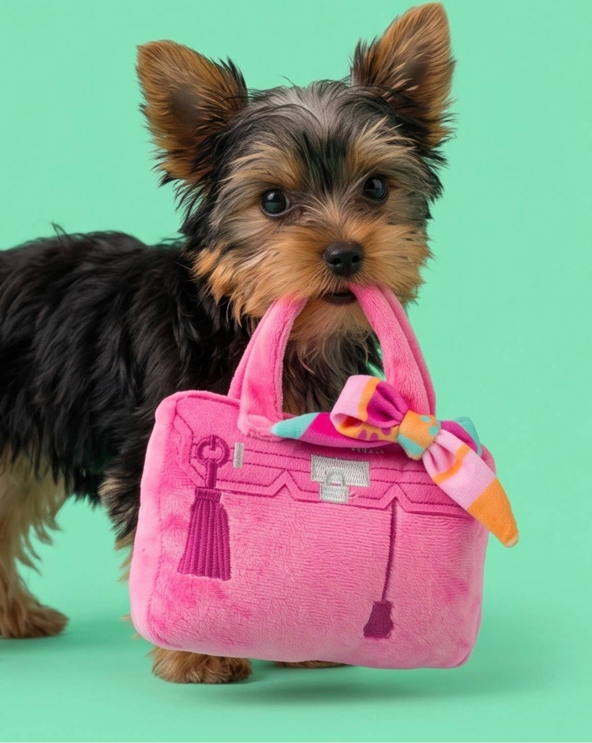 Barkin Bag -  Pink w/ Scarf  | Squeaker Dog Toy