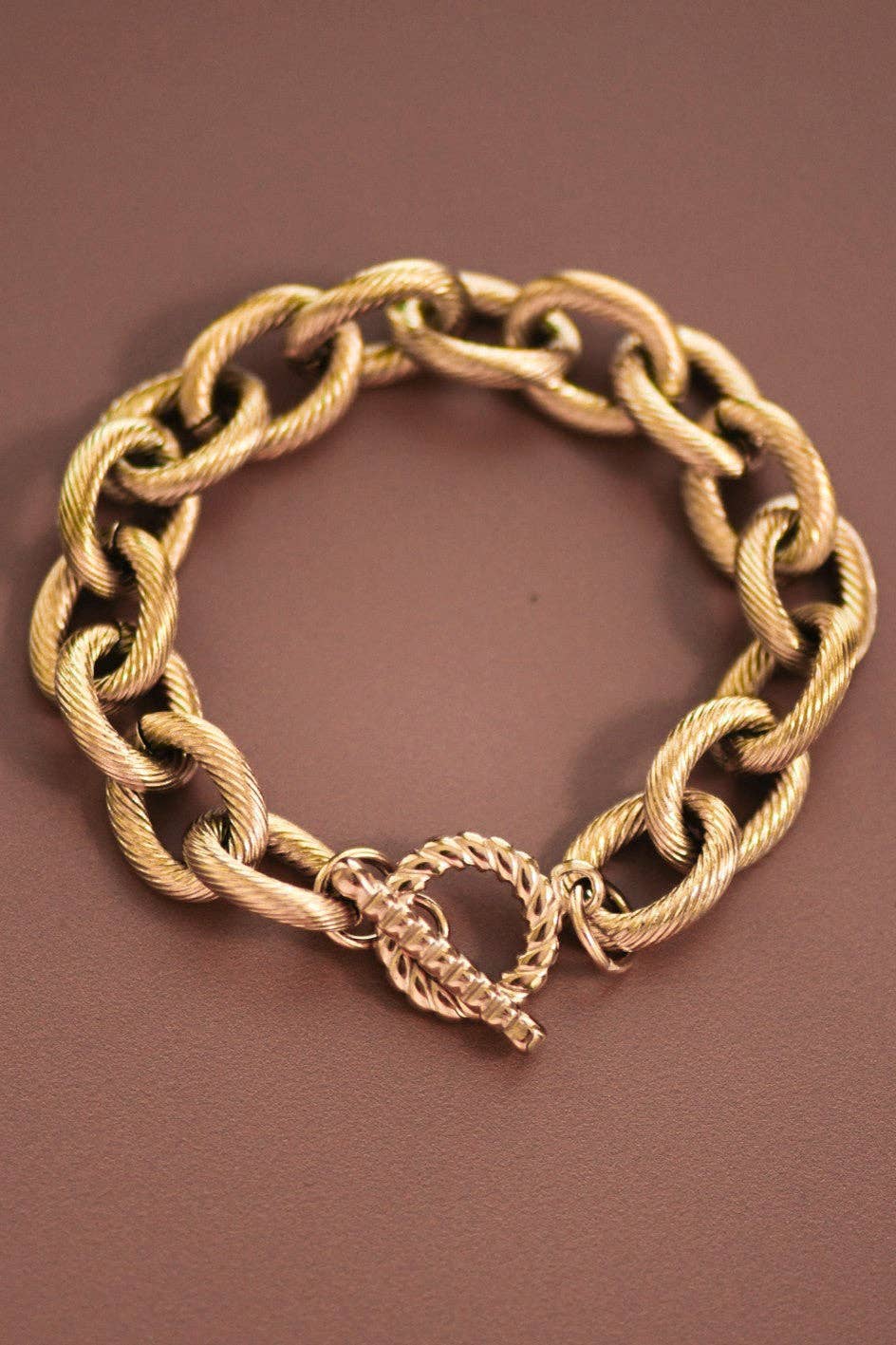 18K Gold Plated Stainless Steel Chunky Link Chain Bracelet - 7174: S0OX3T7174