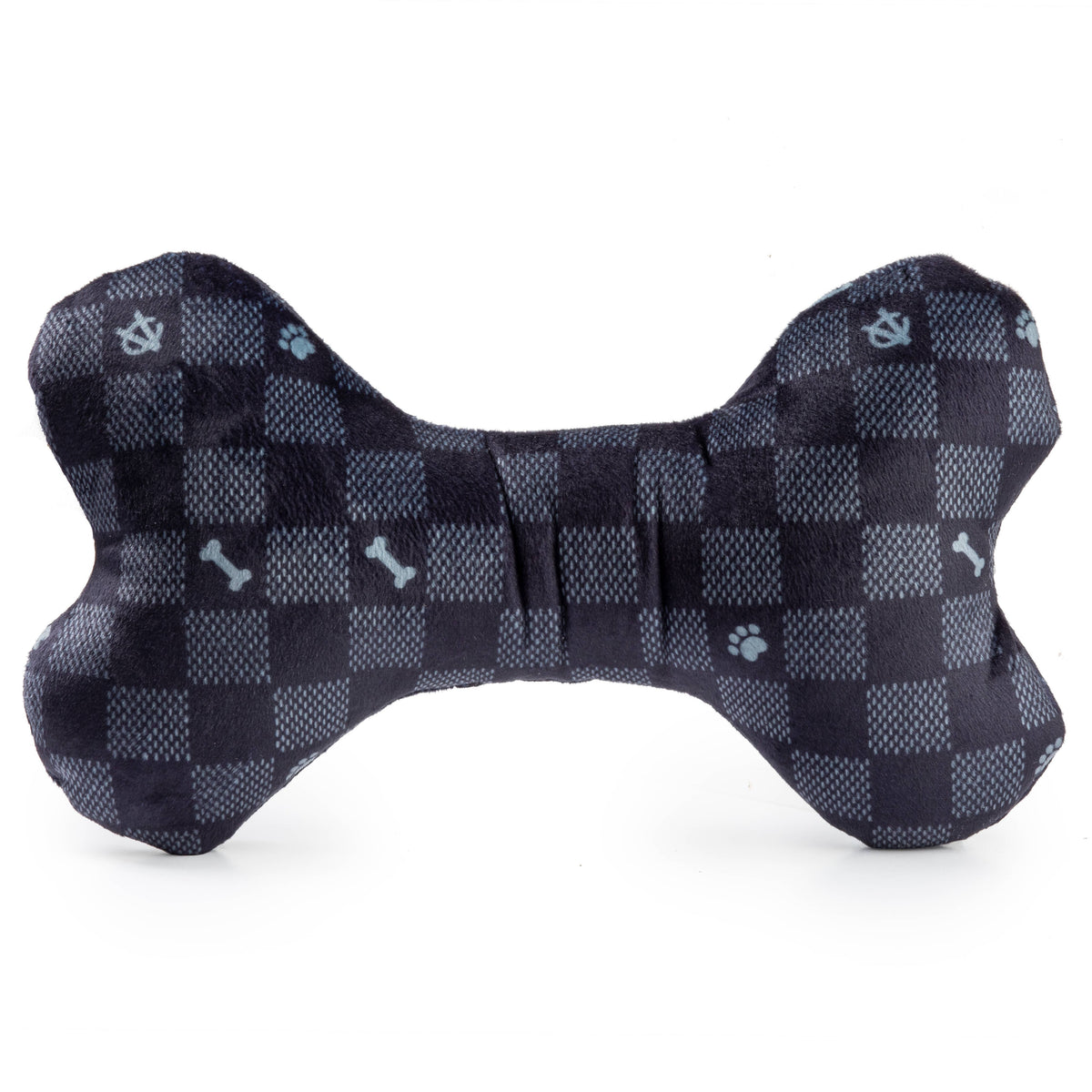 Black Checker Chewy Vuiton Bone  | Squeaker Dog Toy
