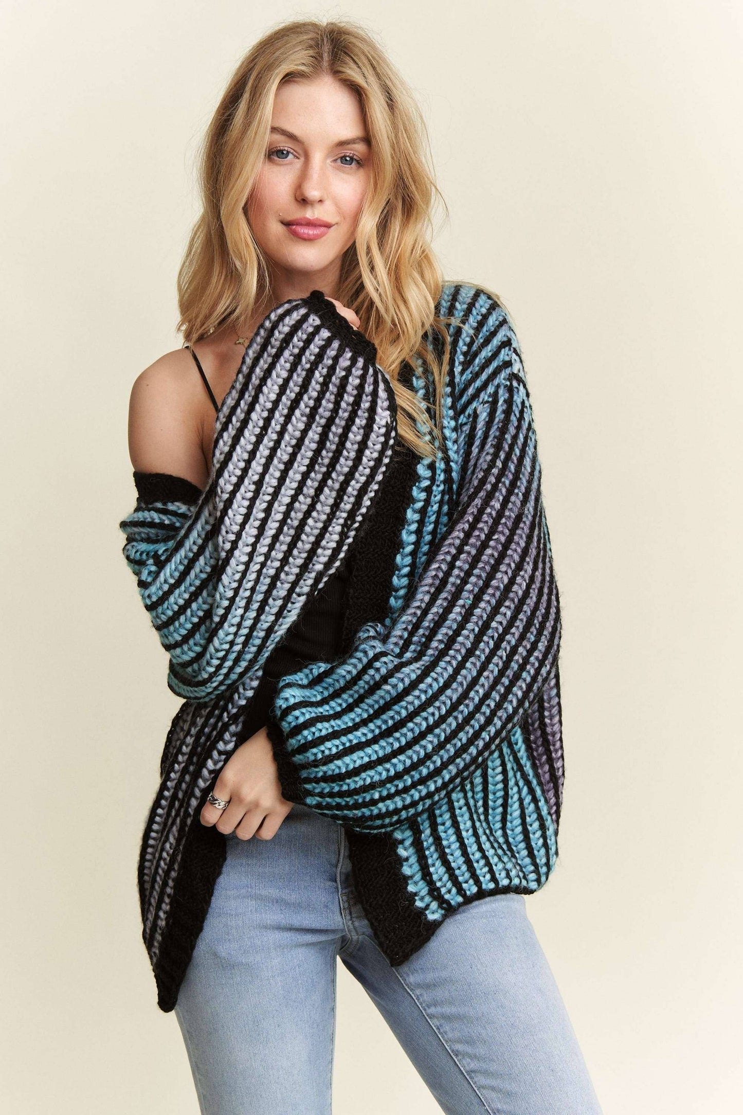 MULTI COLOR OMBRE SWEATER CARDIGAN- CESW3599