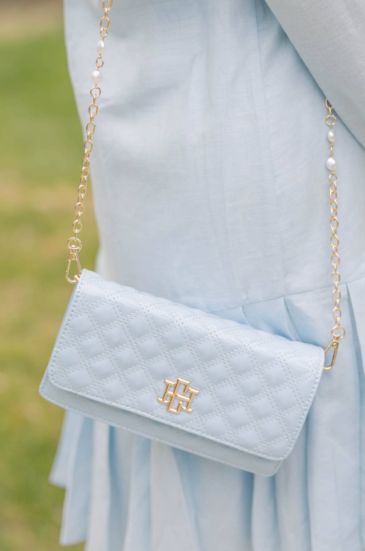Brynleigh Clutch Crossbody Light Blue Patent