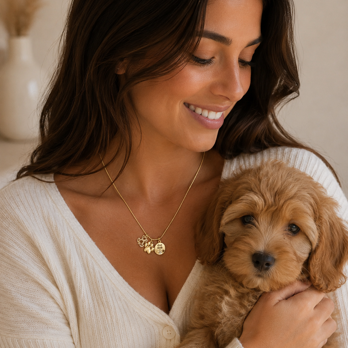 Dog Mom Charm Necklace Gift Box | 18K Gold Dipped Jewelry