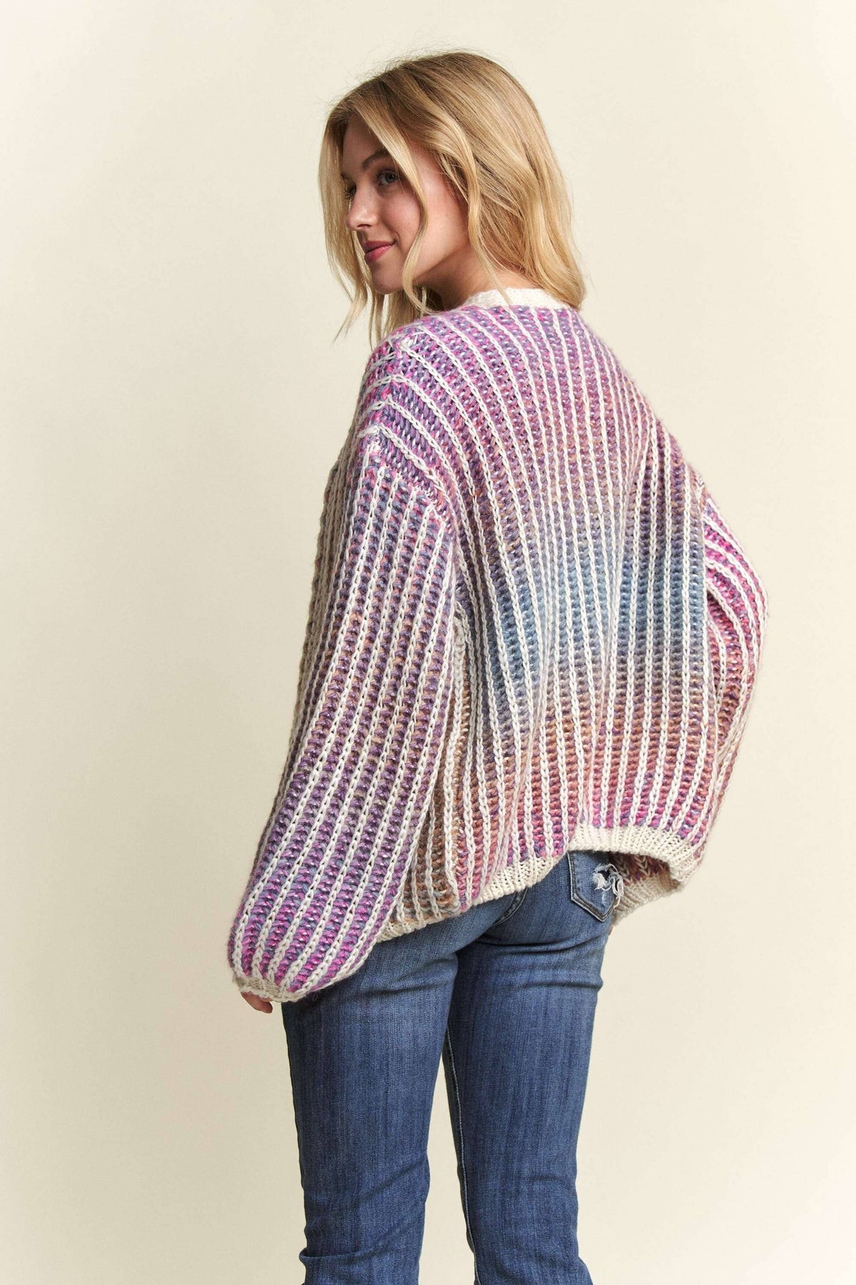 MULTI COLOR OMBRE SWEATER CARDIGAN- CESW3599