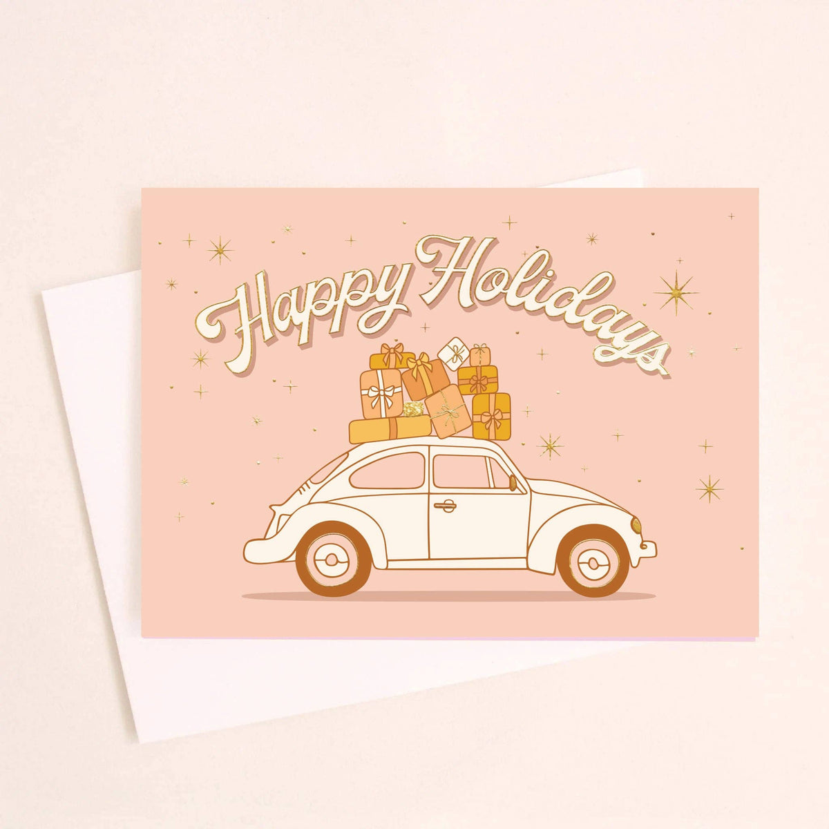 Happy Holidays VW Bug Card | Gold Foil
