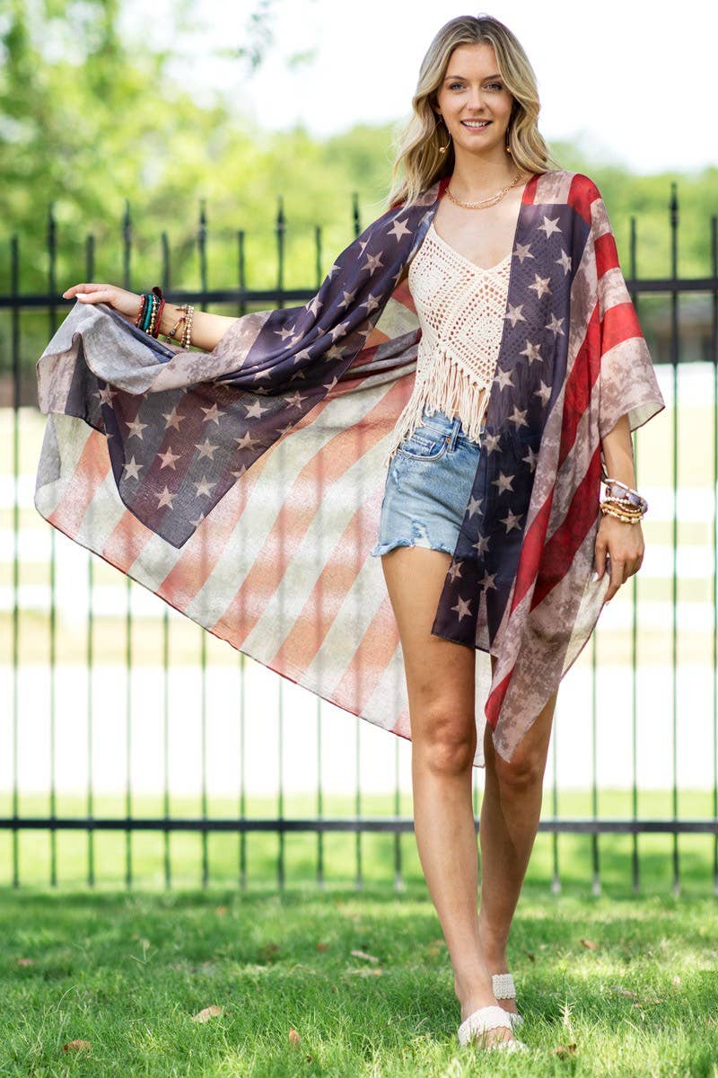 Vintage Stars & Stripes Kimono: NAVY / 2 / One Size