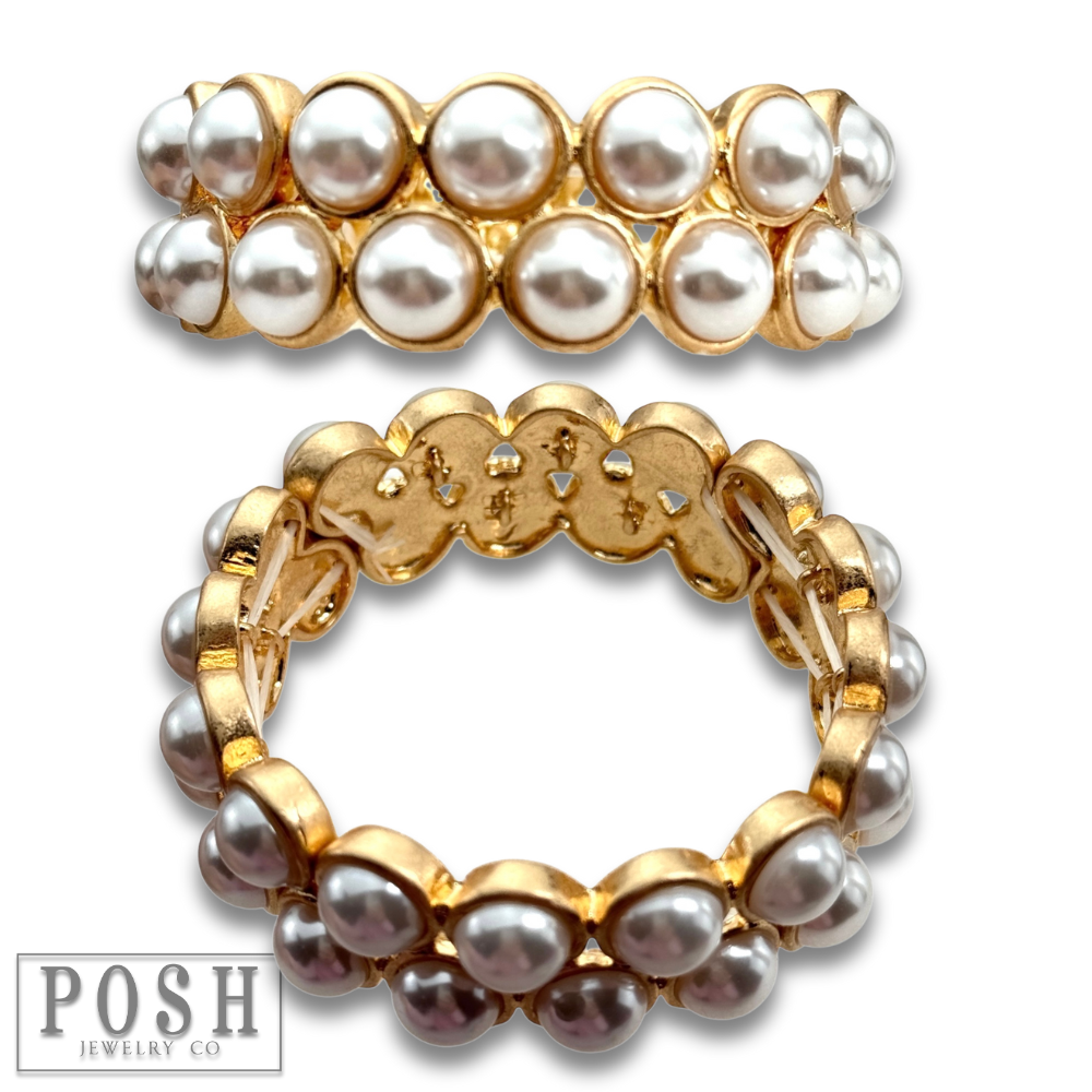 Double row bead bangle bracelet
