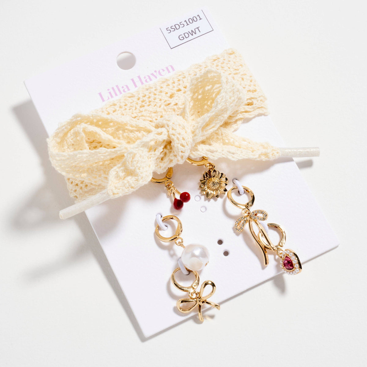 Lace Sneaker Shoelaces with Charm Set | Coquette Shoe Laces