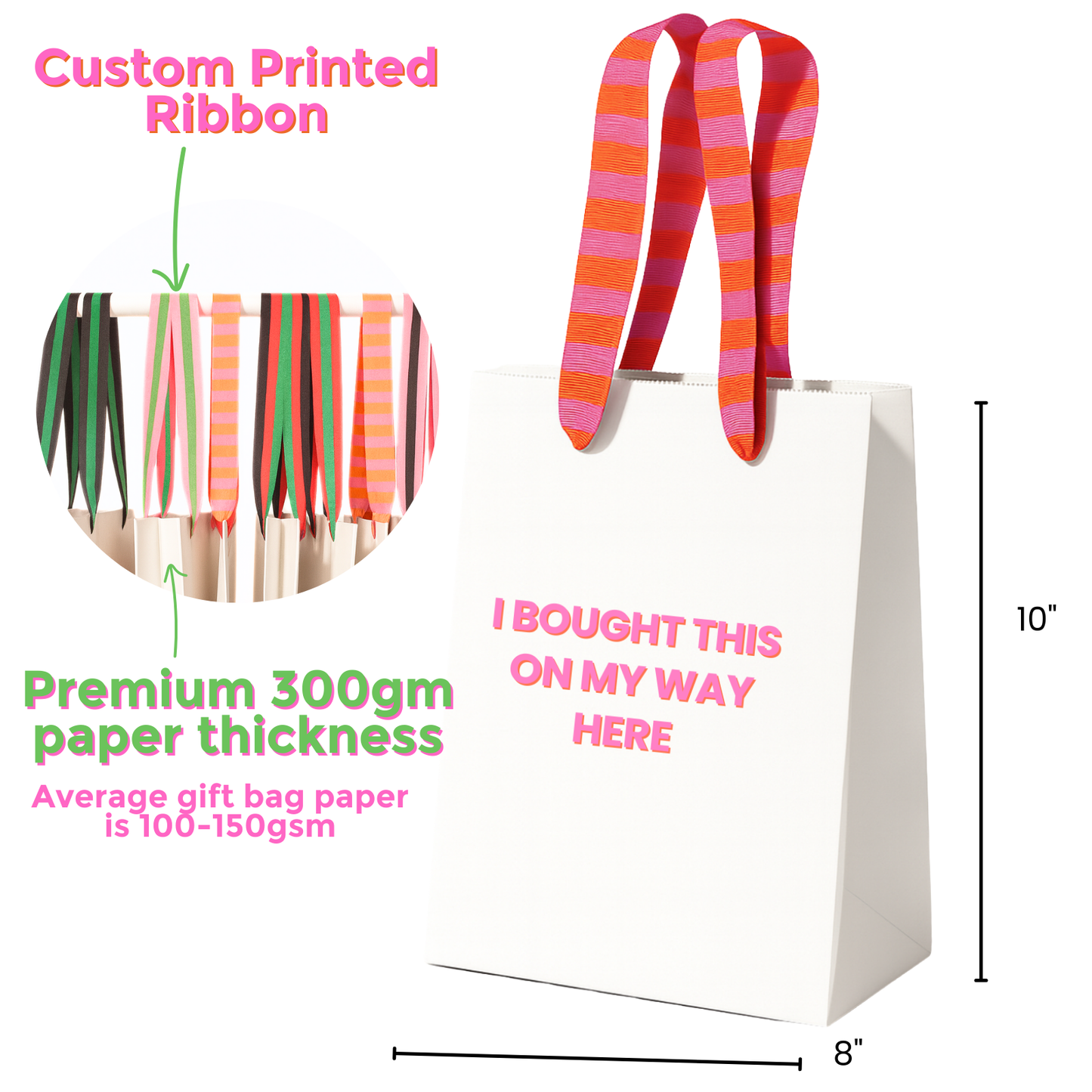 Funny Gift Bag | bought this on my way here | pink + orange