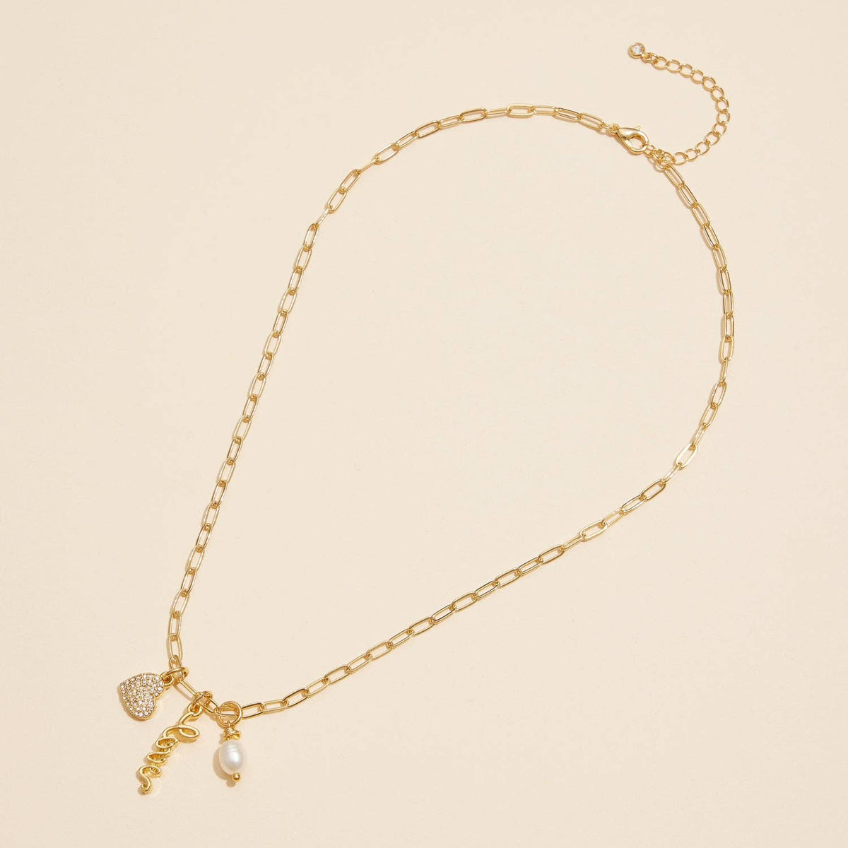 Love Charm Paperclip Necklace | 18K Gold Dipped Necklace
